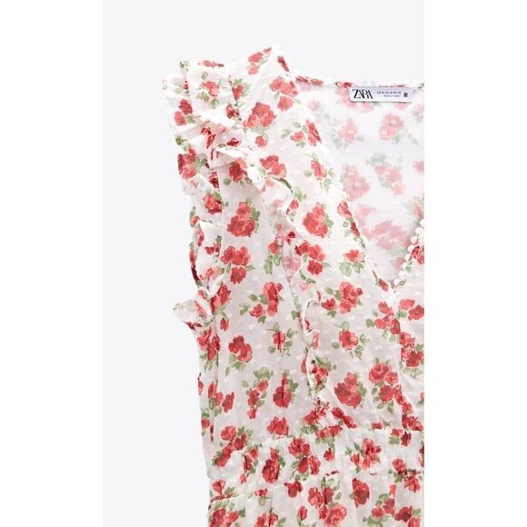 Zara Floral Print Dress Ruffled New - Picture 8 of 9